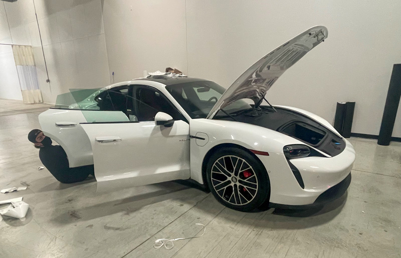 Porsche Taycan Vinyl Wrap Installation