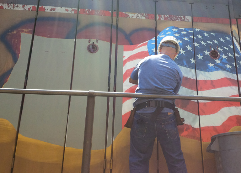 Installation of American Flag Decals